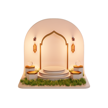 Podium For Ramadan  3D Illustration