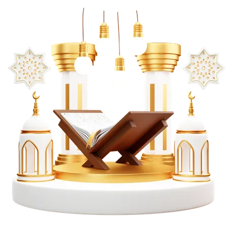 Elegant Golden Cool Icon With Aesthetic Muslim Theme With High Resolution 3D Illustration