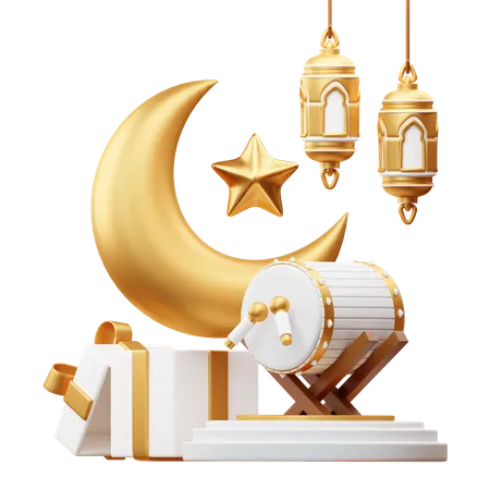 Podium für Ramadan  3D Illustration