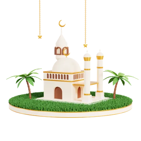 Podium Mosque 3D Illustration