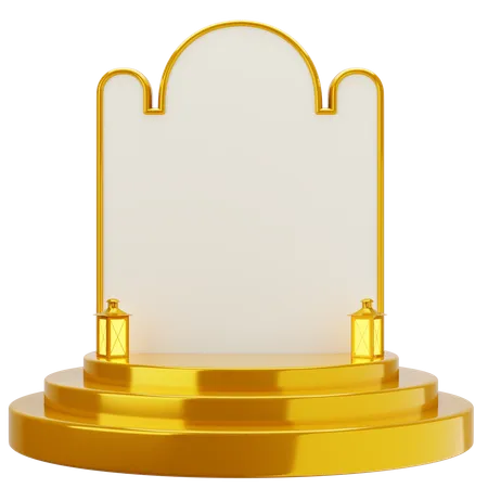 Podium de mosquée élégant blanc doré  3D Illustration