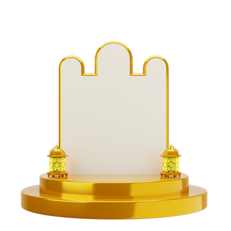 Podium de mosquée élégant blanc doré  3D Illustration