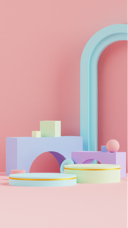 Podium Pastel Color Background  3D Icon