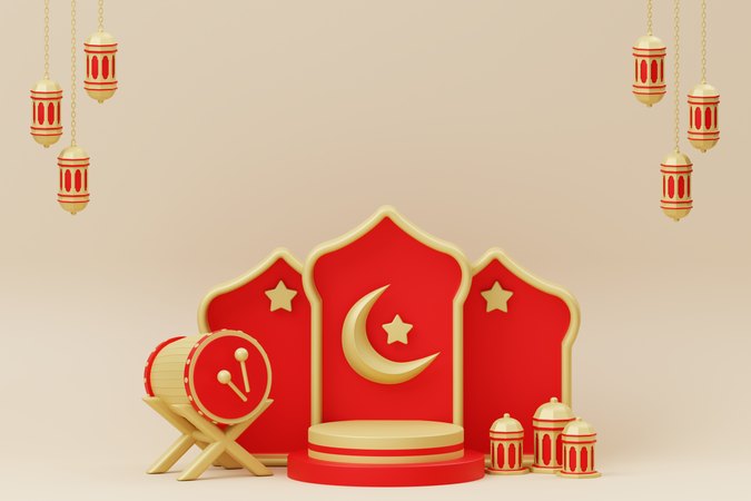 Podium pour le ramadan  3D Illustration