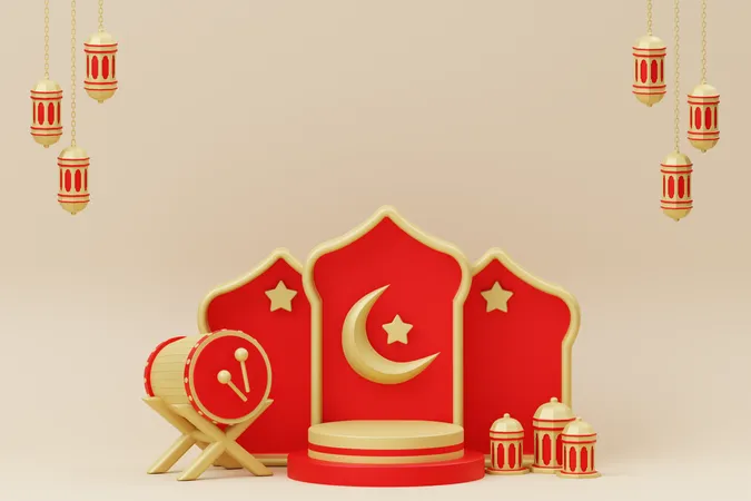 Podium pour le ramadan  3D Illustration