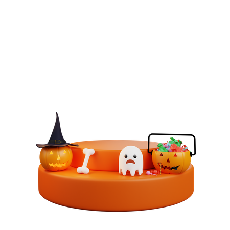 Podium publicitaire d'Halloween  3D Illustration