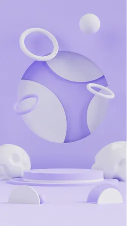 Podium Purple Color Background  3D Icon
