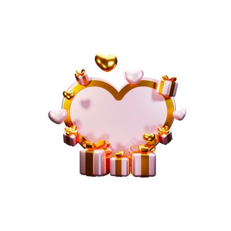 Podium de la Saint-Valentin avec cadeaux  3D Illustration