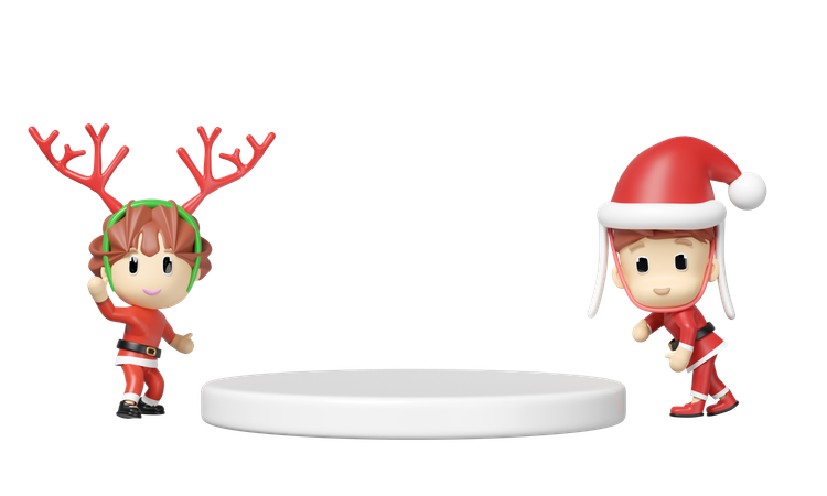 Podium vide avec le père noël  3D Illustration