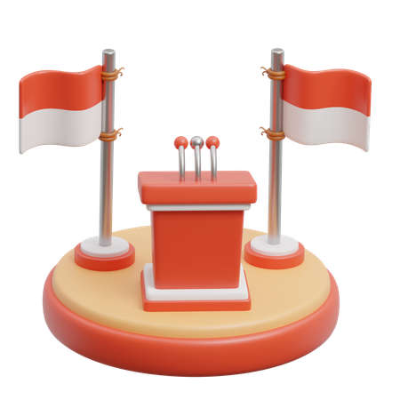 Podium with flag  3D Icon