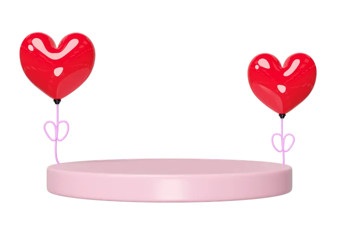 Podium With Heart  3D Illustration