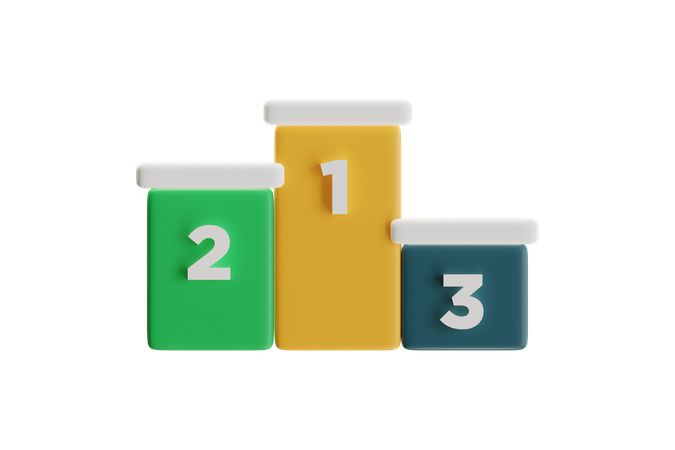 Podium With Numbered Containers  3D Icon