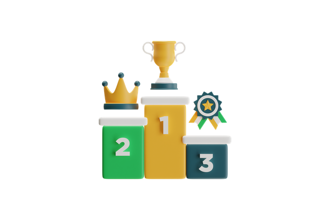 Podium With Numbered Containers  3D Icon