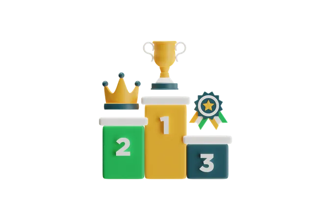 Podium With Numbered Containers  3D Icon