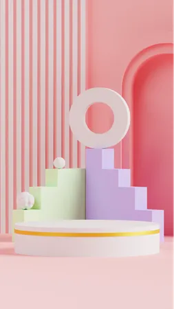 Podium with Pastel Color Background  3D Icon