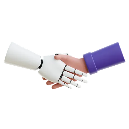 Poignée de main entre robot et humain  3D Icon