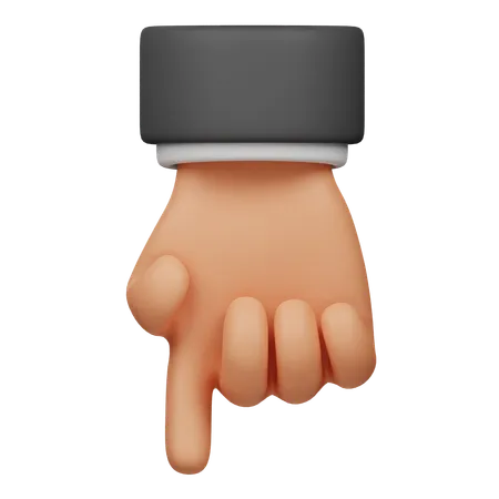 Point Down Hand  3D Icon
