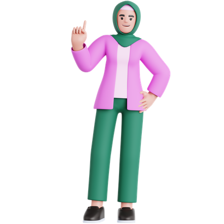 Point UpWoman Pointing Up  3D Illustration