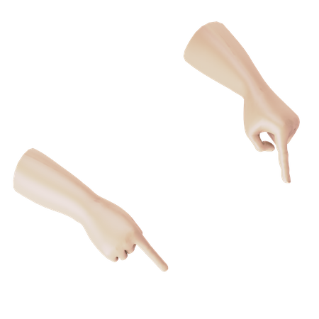 Geste de la main pointant vers le bas  3D Illustration