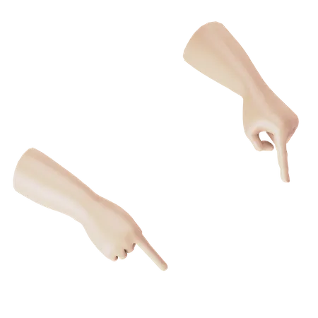 Geste de la main pointant vers le bas  3D Illustration
