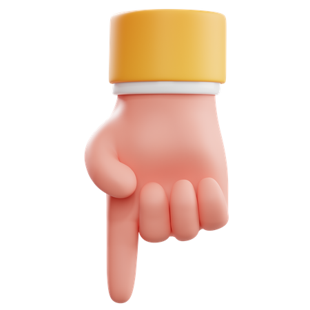 Pointing Down Finger Hand Gesture  3D Icon