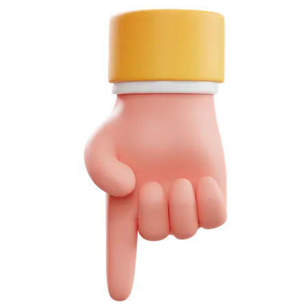 Pointing Down Finger Hand Gesture  3D Icon