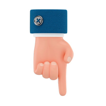 Pointing Down Hand  3D Icon