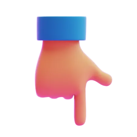 Pointing Down Hand Gesture  3D Icon