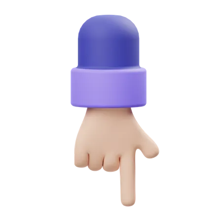 Pointing Down Hand Gesture  3D Illustration