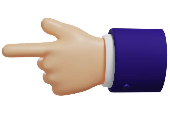 Pointing Left Hand Gesture 3D Illustration