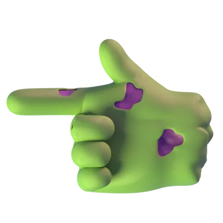 Pointing Left Zombie Hand 3D Icon