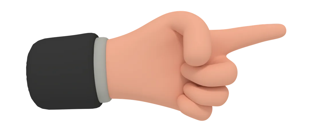 Pointing Right Hand Gesture 3D Illustration