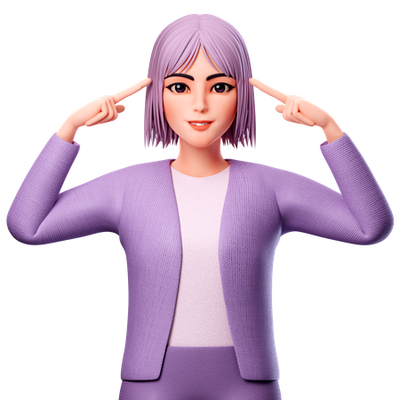 Pointing To Head  3D Illustration