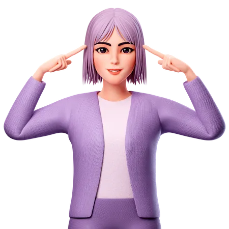 Pointing To Head  3D Illustration