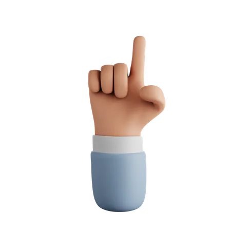 指を上に向ける手振り  3D Icon