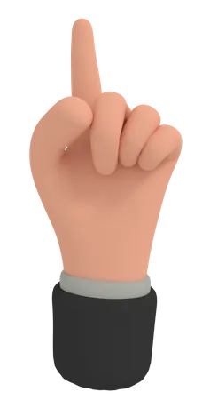 3 D Illustration Of Cartoon Hand Showing One Finger Or Pointing Gesture 3D Illustration