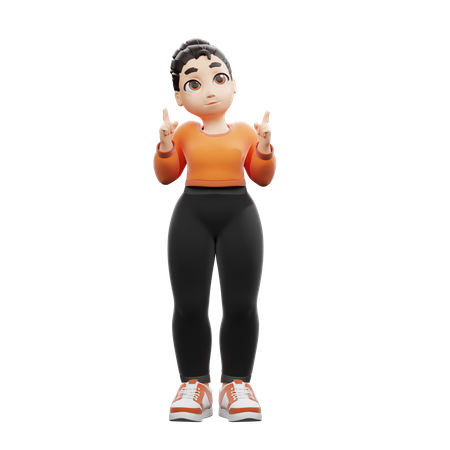 Pointitng Up Above  3D Illustration
