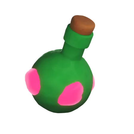 Ready To Use Png Green Potion 3 D Icon In A Clay Style Featuring Various Viewing Angles Front 30 60 Side Perfect For Halloween Decoration And Suitable For Enhancing Your Digital Platform Website Campaign Or Social Media 3D Icon