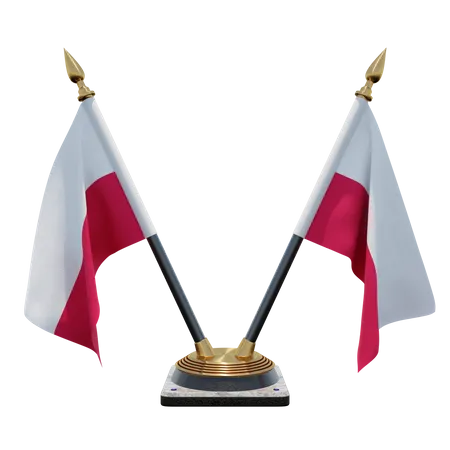 Poland Double (V) Desk Flag Stand  3D Icon