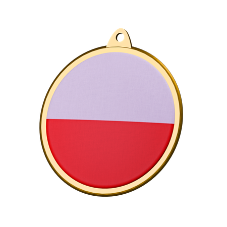 Poland Flag Medal Badge  3D Icon