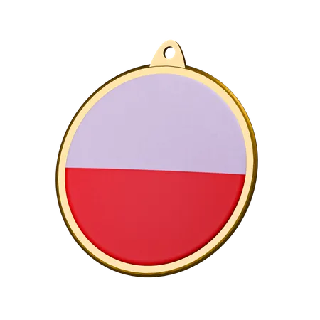 Poland Flag Medal Badge  3D Icon