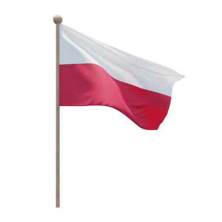 Poland Flag Pole  3D Flag