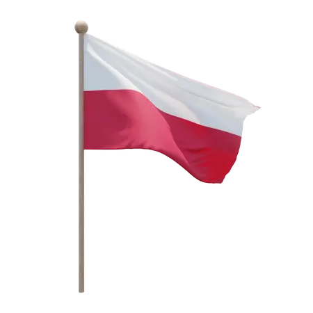 Poland Flag Pole  3D Flag