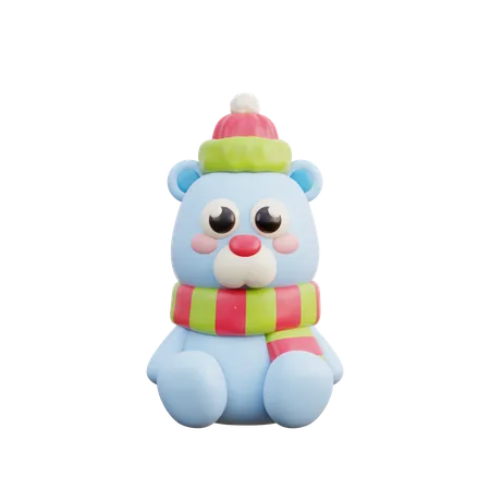 3 D Christmas Bear Character 3D Icon