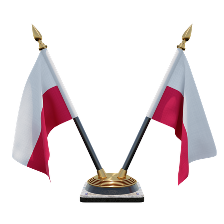 Polen Doppel-Tischflaggenständer  3D Flag