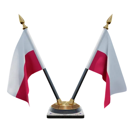 Polen Doppel-Tischflaggenständer  3D Flag