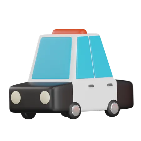 3 D Rendering Model Low Poly American Type Police Car Black And White Color Patrol Order Law 3D Icon