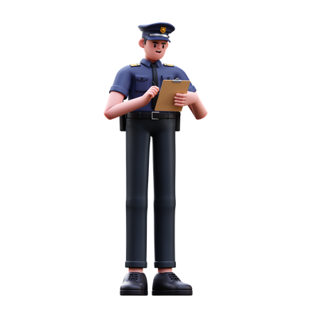 Police Man Issuing Tickets  3D Illustration