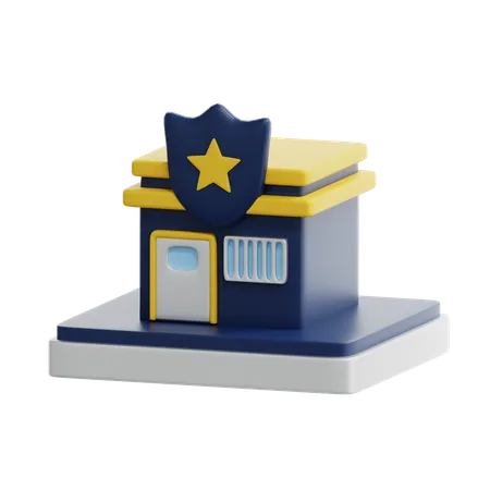 3 D Police Station Building 3D Icon