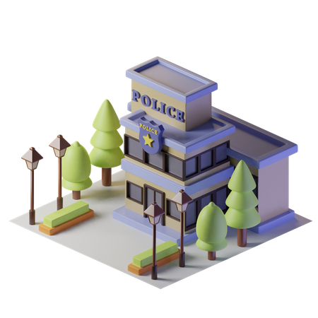 Police Station  3D Illustration